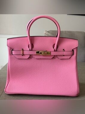 (Designer Inspired) 30cm Barbie Pink Genuine leather satchel